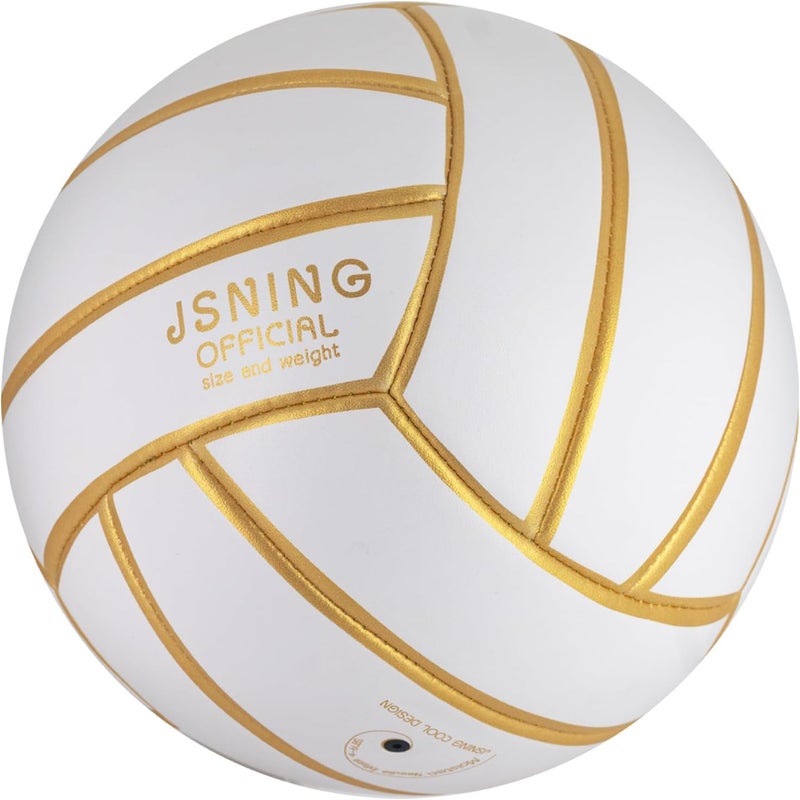 JSNING Golden White Volleyball, Volley lite for Outdoor Indoor Beach Game,Soft Touch,Official Size 5,Gift for Boy Girl Man and Woman - Image 1